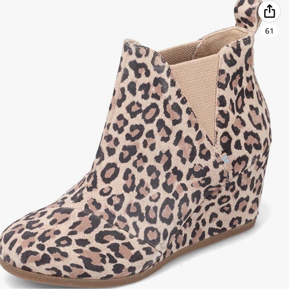 NWT TOMS WOMEN’S LEOPARD BOOTIES-DESERT SAND SIZE 5